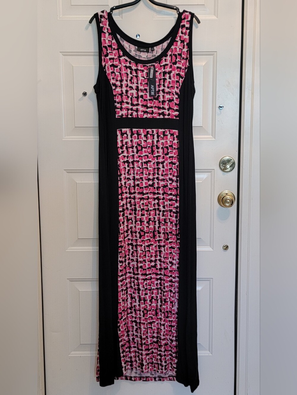 Apt. 9 Pink & Black Patterned Panel Maxi Dress Petite XL